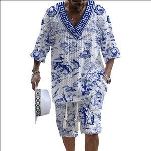 MENALVIN ART CASUAL PRINT SHORTS SET